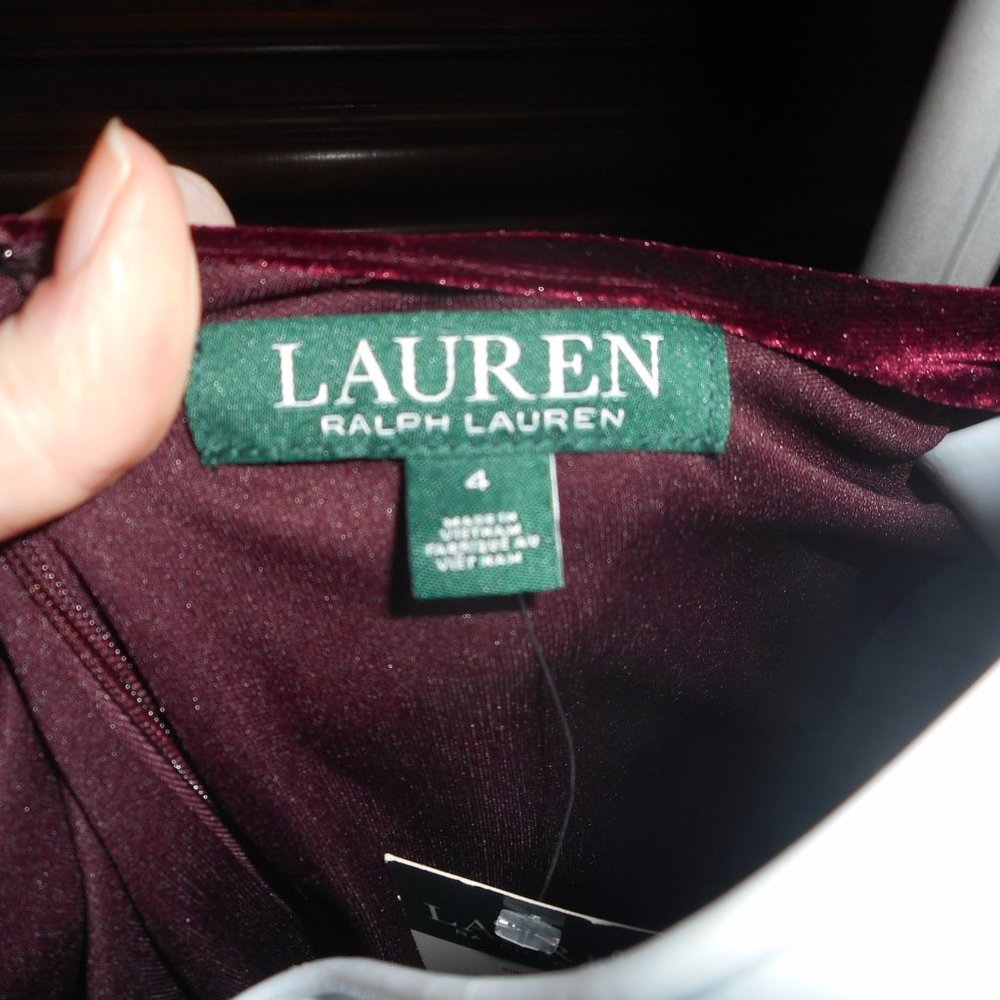 NWT Ralph Lauren burgundy velvet dress, 4 - Picture 12 of 13